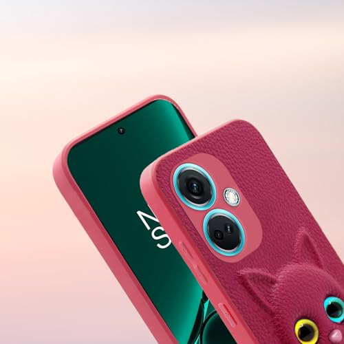 Image of Pikkme OnePlus Nord Ce 3 5g Back Cover for Girls | Cute Cat Leather Finish | Soft TPU | Case for OnePlus Nord Ce 3 5g (Pink)
