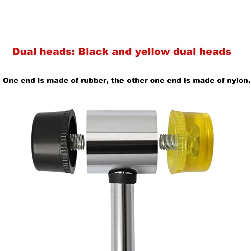 25mm Dual Head Nylon Rubber Hammer with 2 pcs Conversion Head Replacement, Plastic Doublesided Soft Metal Mallet for Jewelry Woodworking Leather Crafts Flooring Installation - Thumbnail 3