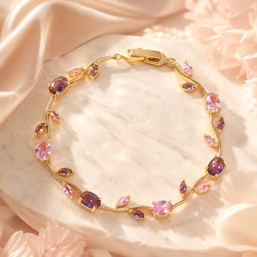 Image of Shining Diva Fashion Tulip Bracelet for Women, Floral Crystal, Anti Tarnish Jewellery Stylish Bracelet Gifts for Girls