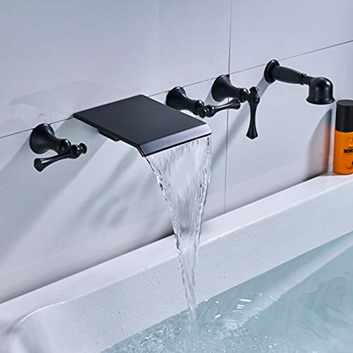 Robinetterie baignoire cascade murale laiton massif mitigeur 3 manettes haut de gamme