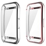  Dotoen Funda Compatible con Huawei Band 6, Funda Protectora Antirrayas de TPU Suave de Cubierta Completa para Huawei Band 6 (Transparente+Rose)