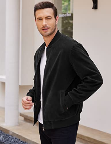 COOFANDY Men's Casual Varsity Jacket Vintage Lightweight Suede Bomber Jackets3