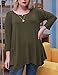 LARACE Women Plus Size 3/4 Sleeve Tunic Tops Loose Basic Shirt (2X, Army Green)
