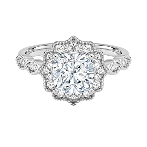 DiffNY Jewels 0.50–2.00 CT Cushion Cut Moissanite Engagement Ring with