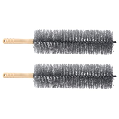Garneck Cepillo para Limpiar Ventiladores Eléctricos y Aire Acondicionado 2 Unidades Plástico Gris 48 CM Herramienta Portátil para Eliminar Polvo en Rejillas y Persianas