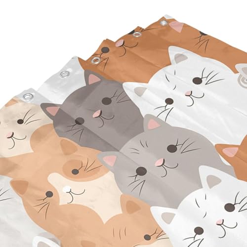 Rideau de douche chat orange ultra résistant et imperméable avec attaches fournies