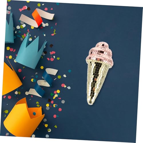Bola espejada en forma de cucurucho de helado reflectante, decoración versátil para fiestas, bodas, cumpleaños y decoración del hogar miniatura 6