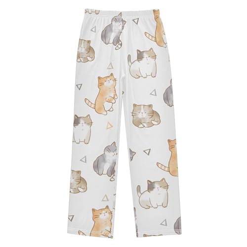 Boys' Pants Cartoon Cat Long Bottoms Jogger Pants Elastic Waist Trousers with Pockets S-XL