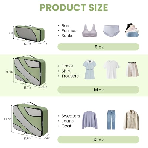 BAGAIL 6 Set Packing Cubes,Travel Luggage Packing Organizers - Image 3