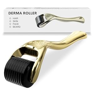 Derma Roller 0.25 mm beard roller with 540 Titanium Micro Needles, microneedle roller Roller Includes Storage Case,Personal Use Microdermabrasion Face Roller for Beard Skin Hair 1 Pack (GOLD)