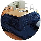 Kotatsu-Set Für Vier Wohnzimmer Couchtisch Mit Untertischheizung Blaue Flanelldecke Und Bodenmatte Niedriger Couchtisch Für Alle Jahreszeiten (Color : B, S : 80 * 80 * 41cm)