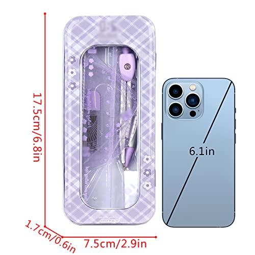 Danse Jupe Conjunto de 7 peças de geometria com bússola, conjunto de quadrados, régua, transferidor,