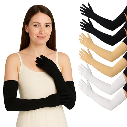 Image of Full Hand Gloves | UPF 50+ Sun Protection Arm Sleeves for Men & Women | UV Blocking Cotton Gloves for Driving, Cycling & Outdoor Sports