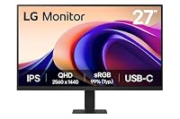 LG 27U631A-B 27” QHD IPS Monitor with USB-C, sRGB 99% (Typ.), 100Hz Refresh Rate Reader Mode, Flicker Safe, Tilt Adjustable Stand, LG Switch app