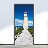 modello di porta adesivo porta 3d faro sul mare 90 x 200 cm murale autoadesivo decorazione della casa adesivi murali camera da letto soggiorno rimovibile poster art stickers - foto dell -6a1h/k0z9-4l3