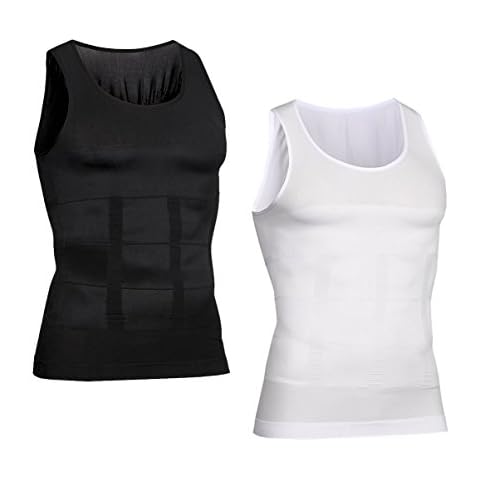 HOTER Mens Body Shaper Slimming Vest, Men's Compression Base Layer Slim Compression Muscle Tank Shapewear Cover