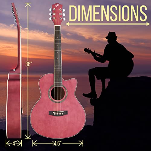 Pyle Acoustic Guitar Kit, 3/4 Junior Size Steel String Instrument For Beginner Kids, Adults, 36” Matte Purple #TOP3