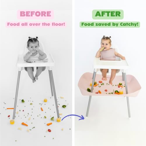 Image of CATCHY -Food Catcher- Compatible with IKEA Antilop High Chair + 11 Other High Chairs -Highchair Sold Separately- Baby & Toddler Food & Mess Catcher -Premium Linen Inspired- Under High Chair Accessory | High Chair Food Catcher - High Chair Sold Separately - Baby & Toddler Food & Mess Catcher - Under High Chair Accessory