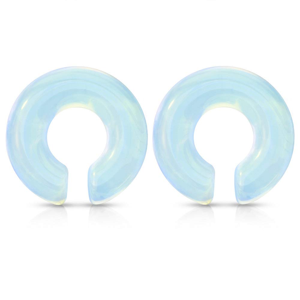 Pierced Owl - Opalite Stone Hoop Plug Earrings, Sold As Pair