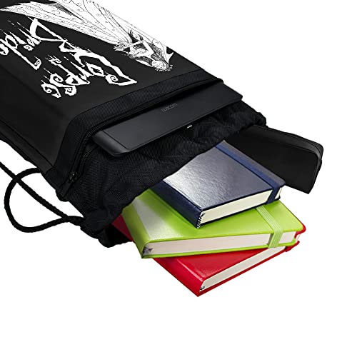 LOGOVISION Corpse Bride Logo And Silhouette Drawstring Backpack Sports Bag Sackpack 17" x 13", Perfect for Gym, Yoga or Practice4
