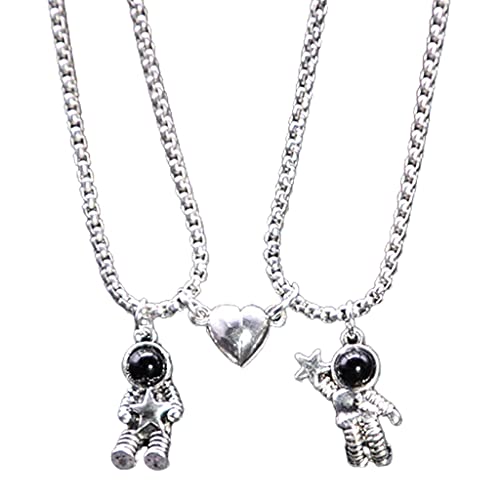 [Fogun] �l�b�N���X Couples Matching Spaceman Pendant Necklace Magnetic Astronaut Promise Necklace for Women Men Him Her Friendship Je