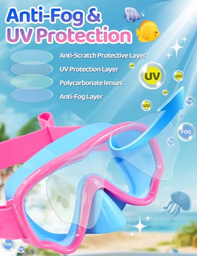 image for Vvinca Kids Swim Goggles with Nose Cover, Snorkel Diving Mask Fabric S