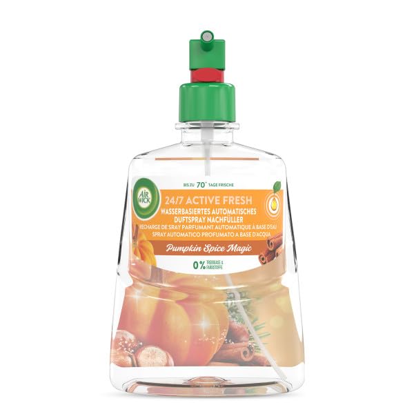 Air Wick Active Fresh – Aeorosolfreier, automatischer Lufterfrischer – Raumduft Pumpkin Spice Magic – 4 x 228 ml Nachfüller – Ansicht 2