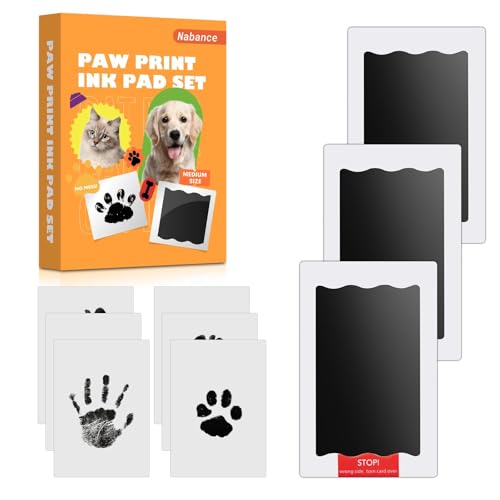 Nabance Pegada cão, impressões bebé recém-nascido, 3 modelos e 6 cartões de impressão, tinta para impressões de cães, não tóxicas sem mancha kit pegada cão, presente de batismo ou lembrança