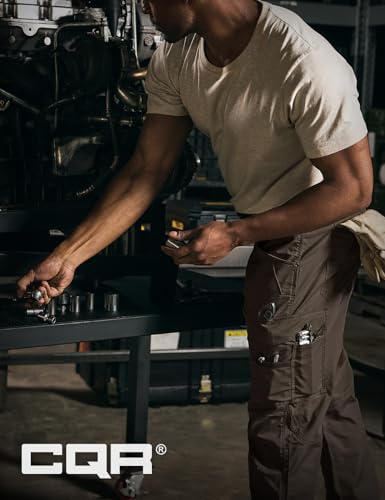 Image of CQR Men's Quick Dry Work Pants, Water Resistant Outdoor Tactical Pants, Lightweight Stretch Cargo Hiking Pants