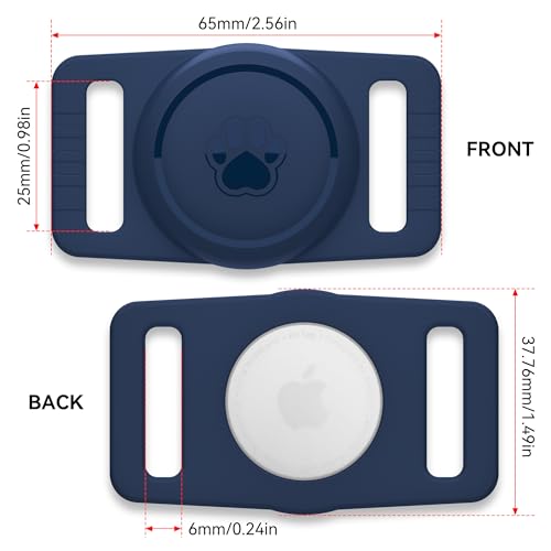 Image of GOCII for Airtag Dog Collar Holder 2 Pack,Waterproof Dog Collar Holder for Apple AirTag(Gen 1 & 2),Silicone Air Tags Case for Dog Collars(Navy)
