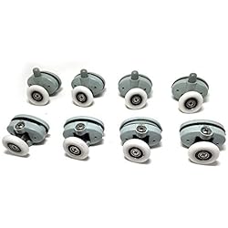 Smooth Juego de 8 rodamientos para mampara de ducha, corredizas, ruedas de 23 mm de diámetro, Roller diameter 23mm, Blanco
