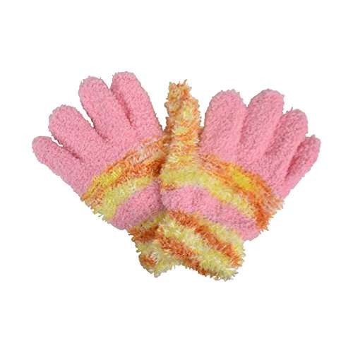 Motique Accessories Light Pink Chenille with Tie Dye Stripe Kids Gloves
