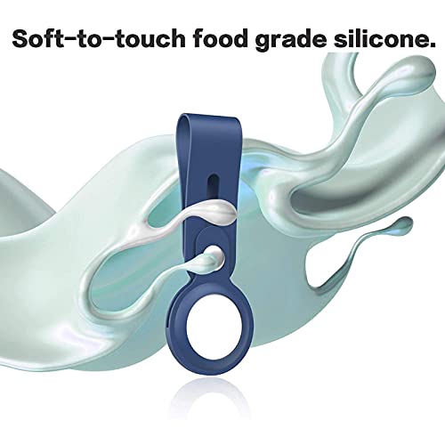 Image of Foso() Silicone Loop Case for Apple Airtag - Key Finder Secure Holder with Buckle Protector Skin Cover with Long Strap for Apple Bluetooth Item Tracker Soft Keychain Locator Luggage Tag (Blue)