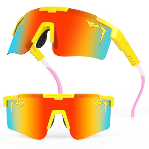 AEVIXC 2-Sizes Kids Youth Baseball Sunglasses Men Women Vipers Sunglasses Softball Boys Girls True Polarization & UV Protection (Fastpitch Sunset)