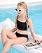 Century Star Girls Swimsuit 2-Piece Ribbed Bikini Set Adjustable Strap Bathing Suits for Teens Swimwear Solid Black 14-15 Years