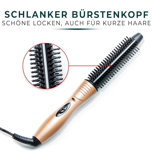 3 PAGEN® Lockenbürste elektrisch, Lockenstab - Haar-Styler für Volumen, Locken und Wellen, geeignet für alle Haarlängen, Bronze-Schwarz, inkl. Ein-/Ausschalter mit LED-Anzeige, Kunststoff