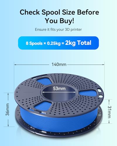 Image of JAYO Matte PLA 3D Printer Filament Bundle 2KG, PLA Matte Filament 1.75mm Bulk, 8 Pack 250g Spool Filament (Black, White, Blue, Red, Pink, Orange, Light Yellow, Olive Green)