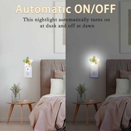 Image of Abstract Giraffe Night Lights Plug into Wall with Dusk to Dawn Sensor,Lamp for Bedroom Bathroom Hallway Nightlight for Women Girls
