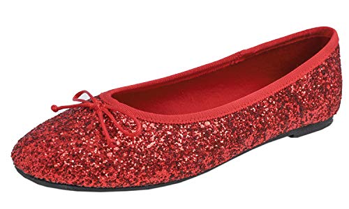 Feversole Women's Memory Foam Cushion Glitter Ballet Flat,Mémoire Coussin en Mousse de Femmes Ballerine de Tige Brillante Plat