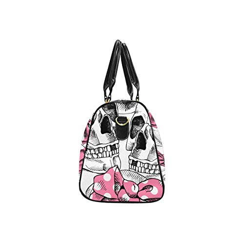 InterestPrint Skull in a Pink Headband Unisex Duffel Bag Carry-on Bag Overnight Bag Weekender Bag