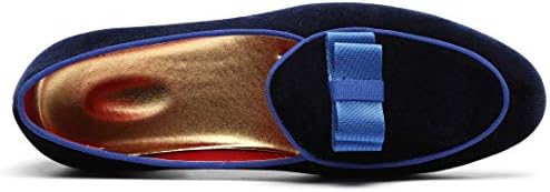 Mens Loafers Driving Shoes for Men Leather Elegant Moccasin Wedding Dress Smoking Slipper Bow Blue 11 US | Image 2