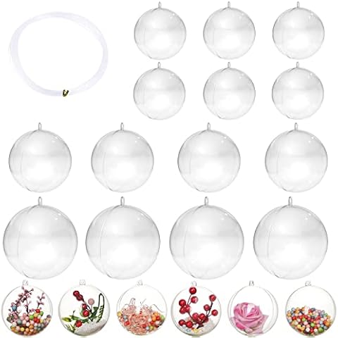 Acrylkugeln 32 Stücke Acryl DIY Kugeln Transparente Plastik Christbaumkugeln Weihnachtsbaumkugeln Klar Kunststoffkugeln für Weihnachten Hochzeit Party Wohnkultur Cover