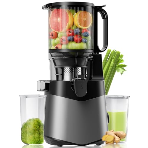 Comparison: Best Masticating Juicer For Beginners 3 Cold Press Juicer, 5.3" Wide Feed Chute Juice Extractor Machine with 400W, High Juice Yield, Slow Masticating Juicer for Whole Vegetables & Fruits, Deep Grey