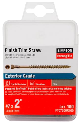 Simpson Strong-Tie FT07200R100 Tornillo Finish Trim — #7 x 2 in. T10, Cabeza Trim, Quik Guard, Tan (100 piezas) miniatura 1