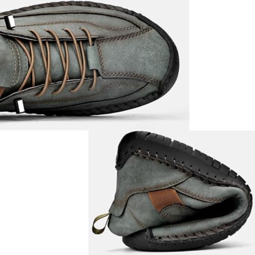 Mens Hiking Boots,Men's Leather Handmade Platform Shoes Ankle Chukka Boots,Non-Slip Arch Support Waterproof Hiking Shoes4