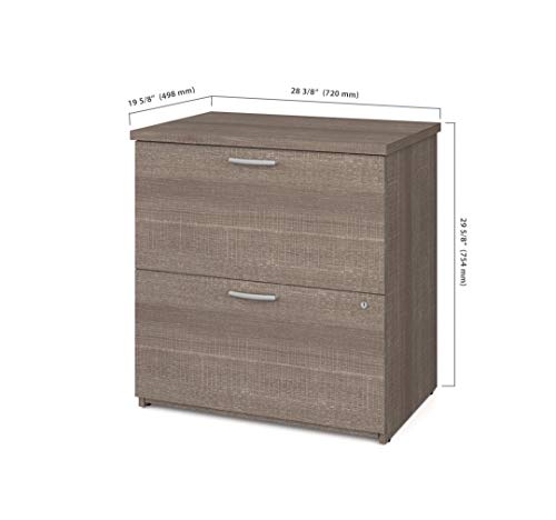 Bestar Logan U-Shaped Desk with Hutch, Lateral File Cabinet, and Bookcase in bark Grey, 66W - Thumbnail 6