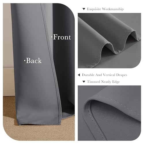 Image of PONY DANCE Short Gray Blackout Curtains for Kitchen Over Sink 36 inch Long, Thermal Insulated Black Out Cafe RV Bunk Panels, Grommet Drapes for Bathroom Basement Small Window(2 Panels, 42 inches Wide)