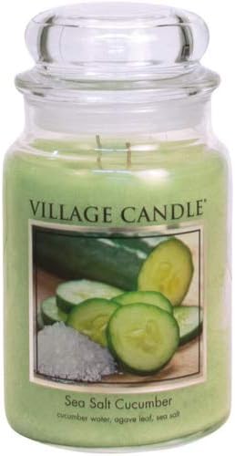 Village Candle Large Fragranced Candle Jar - Sea Salt Cucumber - up to 170 hours burn time