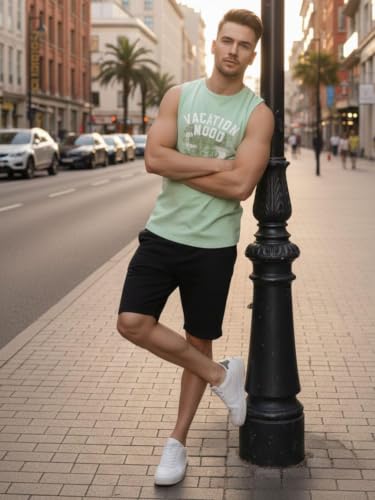 Image of Rigo Stylish Cotton Printed Vest for Men | Round Neck,Regular Fit, Sleeveless T-Shirt Vest for Men | Casual Innerwear Sando for Men & Boys - Perfect for Workouts Gym, Vacations, and Beaches