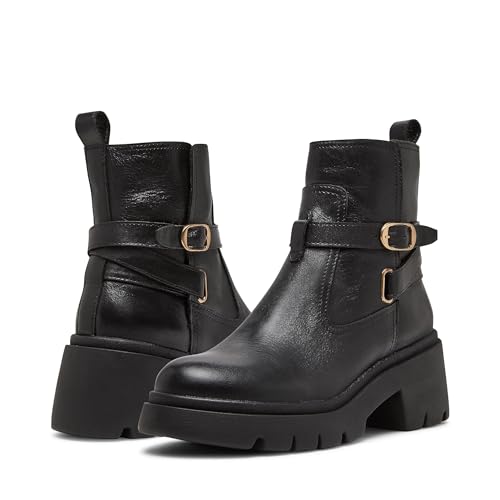 Bottes Steve Madden Colletta en cuir noir véritable d'une finition haut de gamme